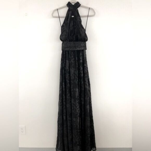 Michael Costello REVOLVE Luara Gown Romantic Floral Silk Maxi Sheer Black - Picture 15 of 15